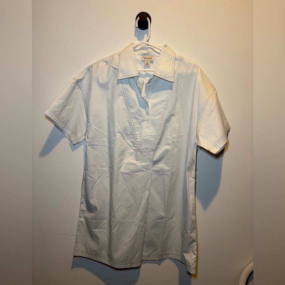 Calvin Klein Cotton Twill Mini Shirt Dress